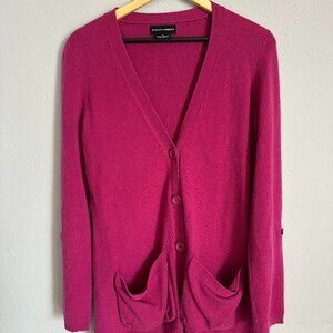 Sutton Cashmere 100% Cashmere Cardigan Sweater Women’s M Luxury Pink Berry